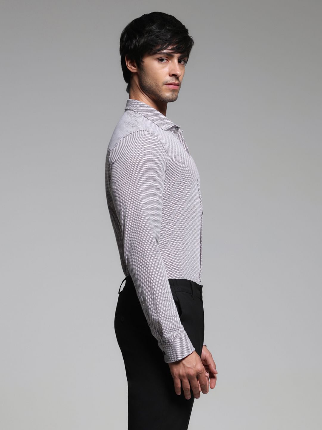 Burgundy Dobby Full Sleeves Shirt