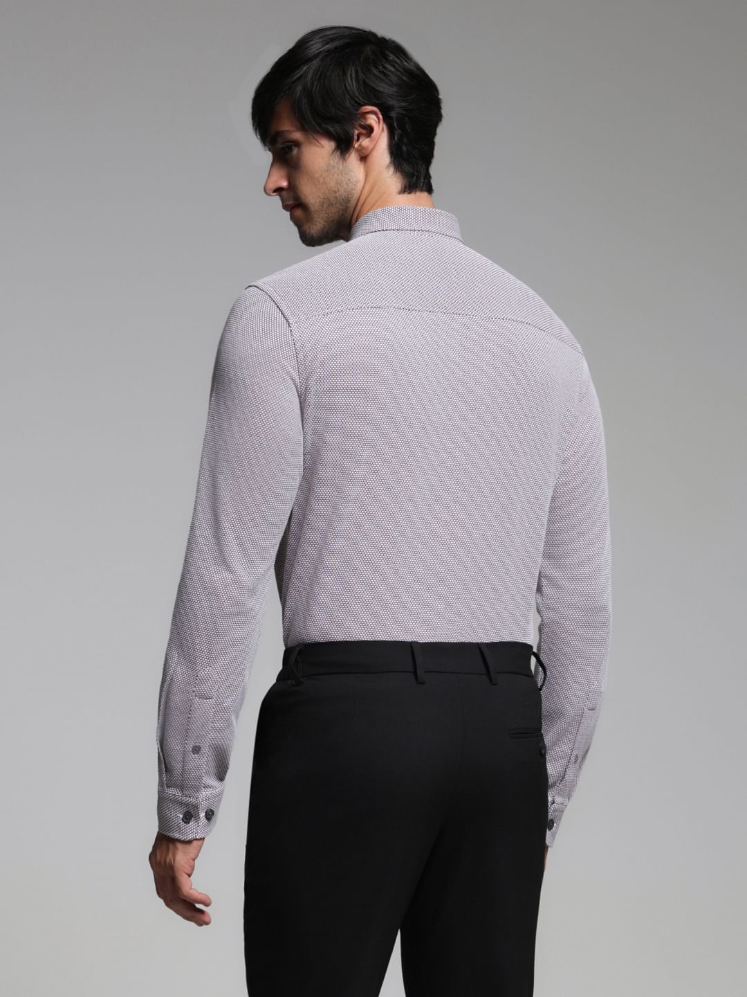 Burgundy Dobby Full Sleeves Shirt