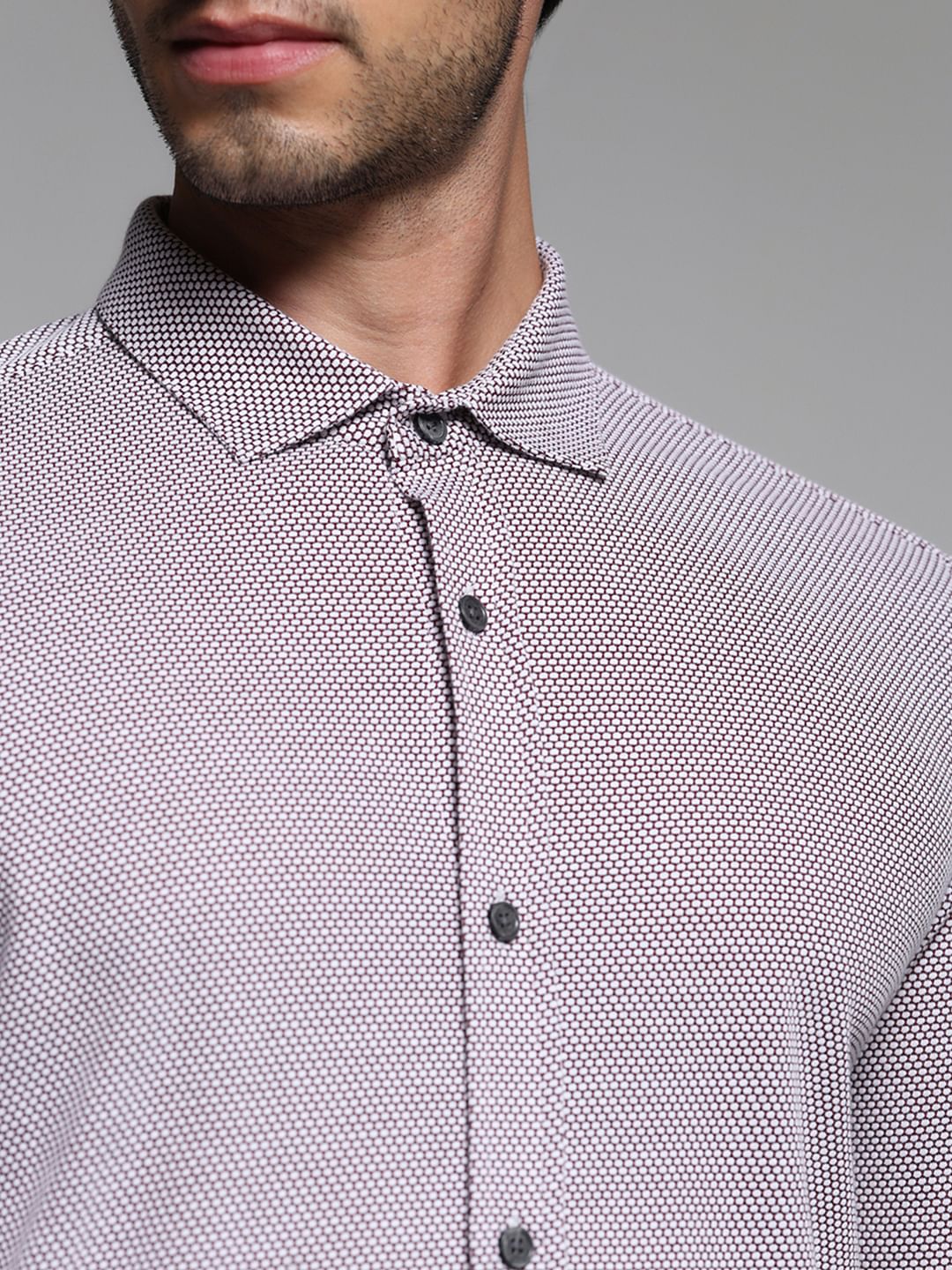 Burgundy Dobby Full Sleeves Shirt