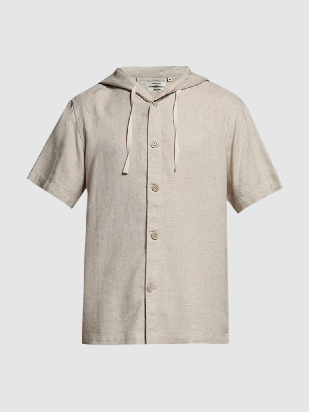Beige Hooded Co-ord Set Shirt