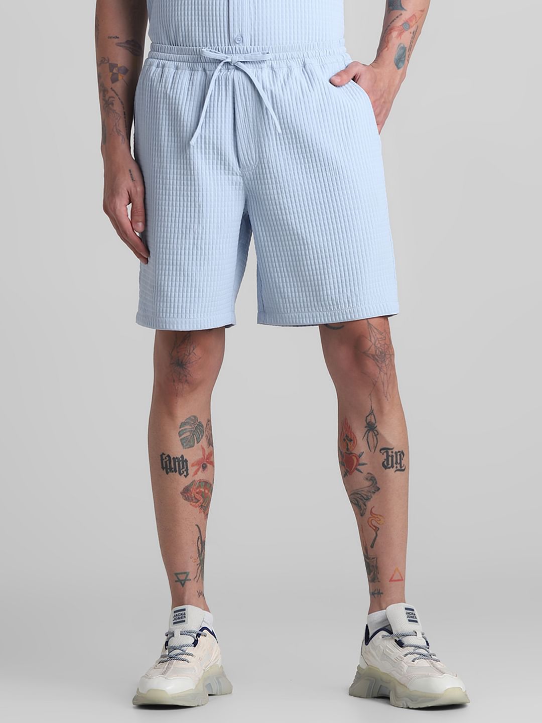 Blue Dobby Co-ord Set Shorts