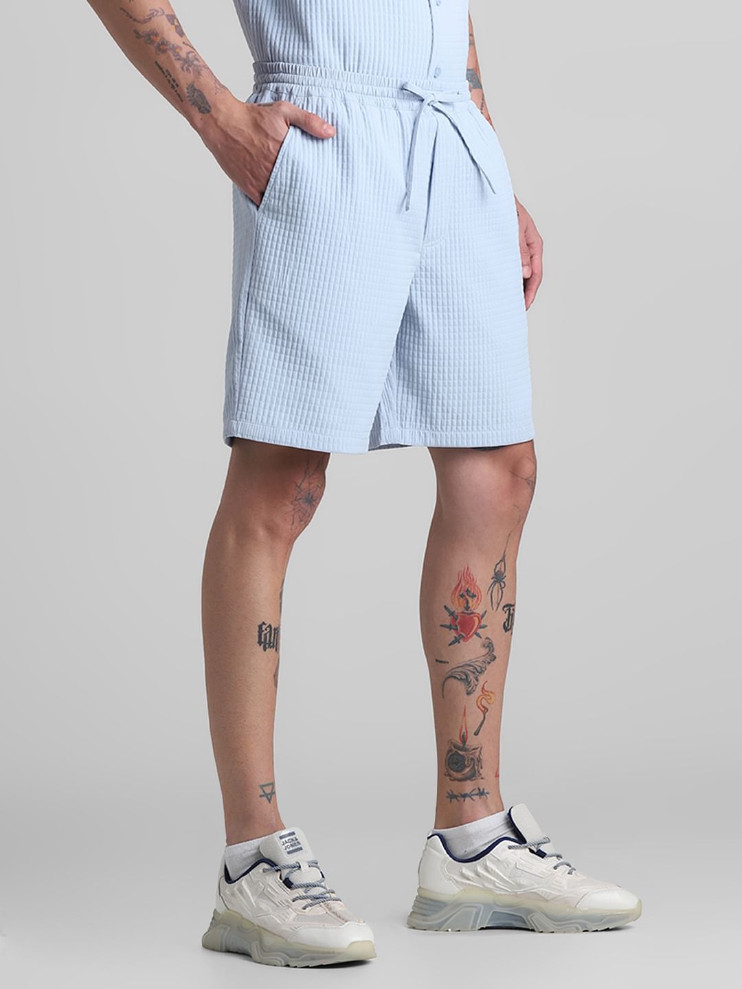 Blue Dobby Co-ord Set Shorts