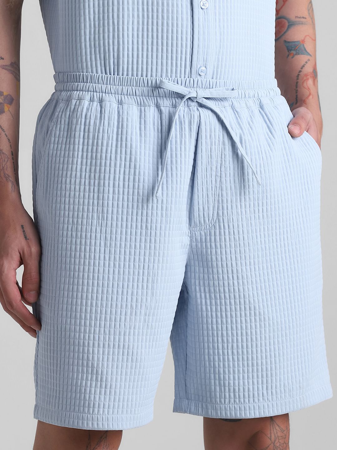 Blue Dobby Co-ord Set Shorts