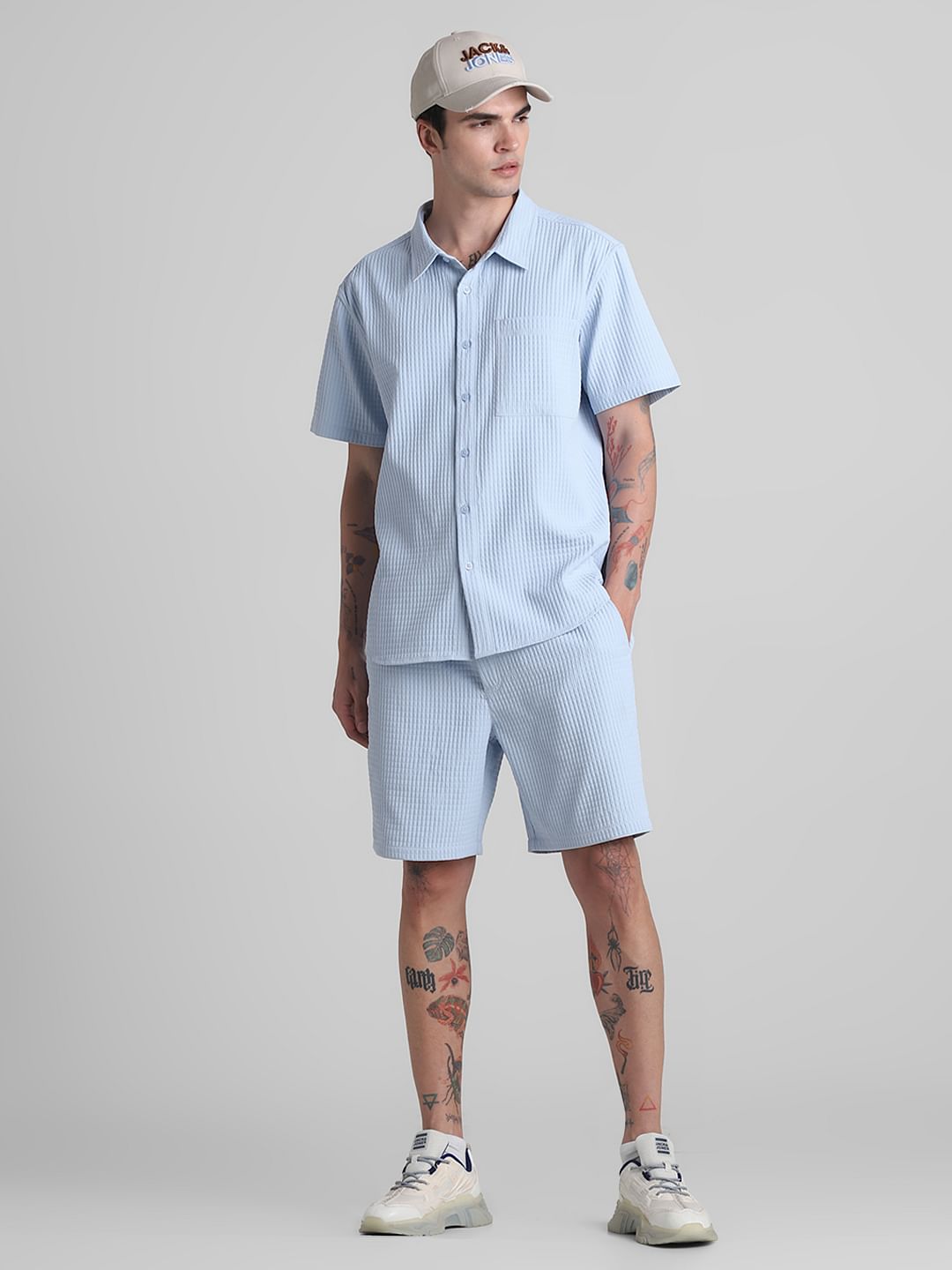 Blue Dobby Co-ord Set Shorts