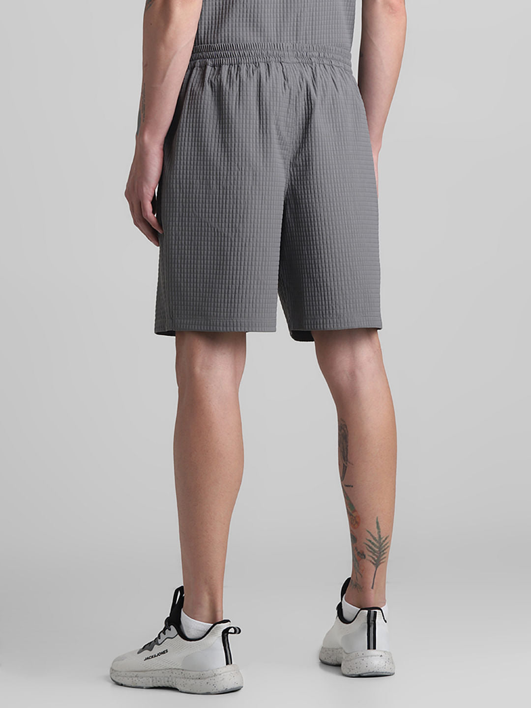Grey Dobby Co-ord Set Shorts