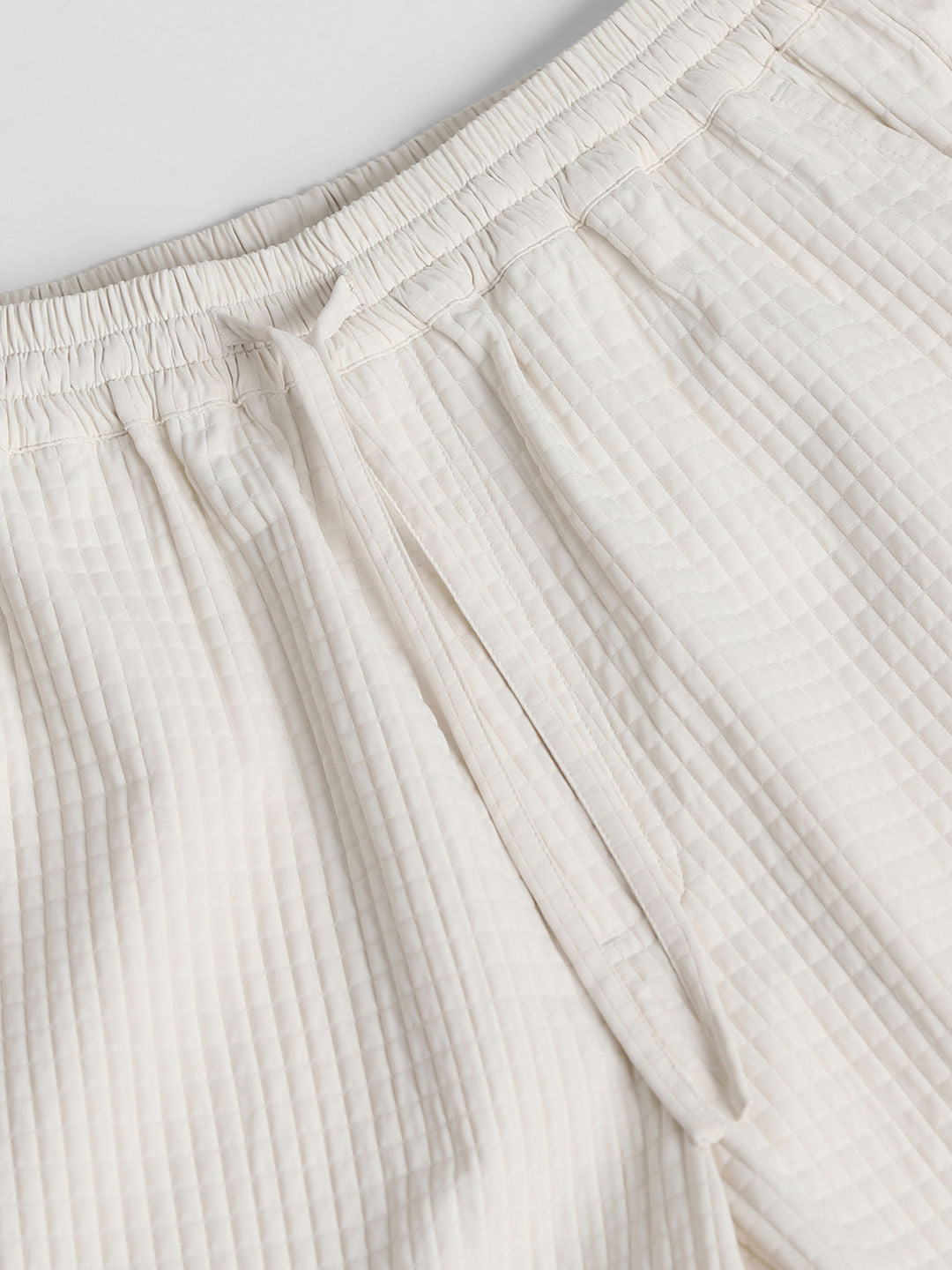 White Dobby Co-ord Set Shorts