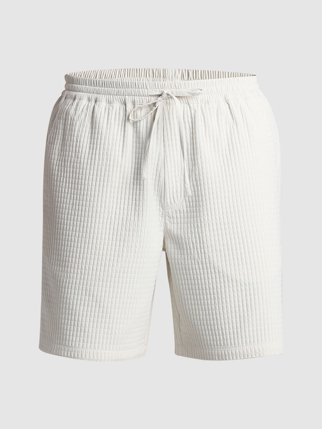 White Dobby Co-ord Set Shorts