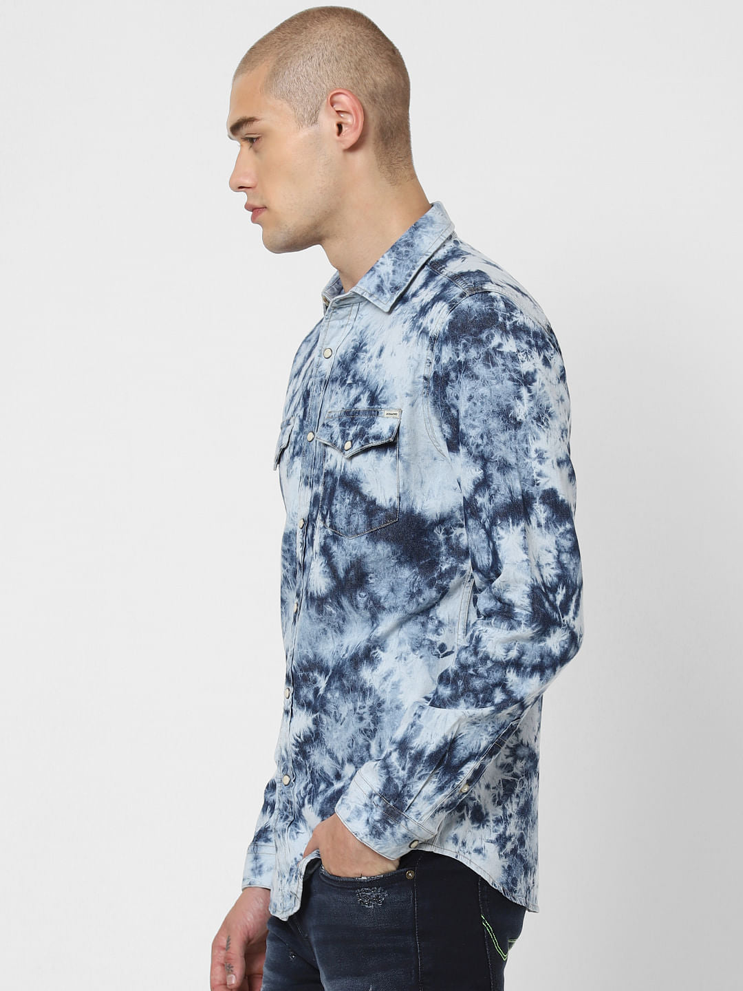 Blue All Over Print Full Sleeves Shirt