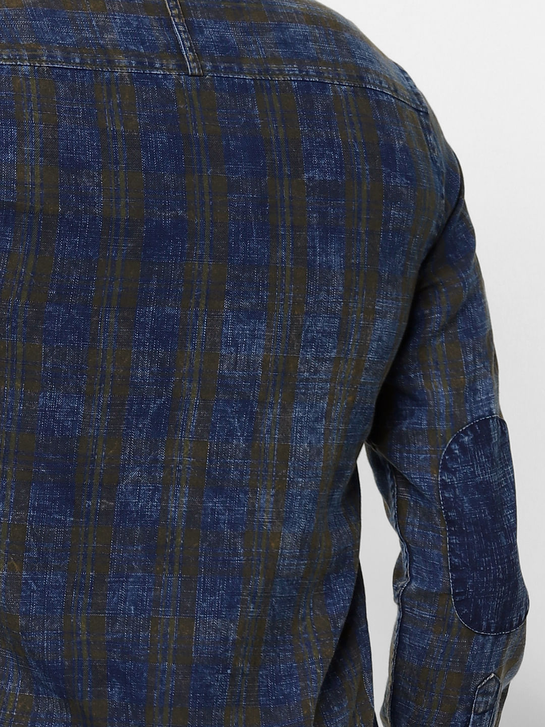 Dark Brown Check Denim Full Sleeves Shirt