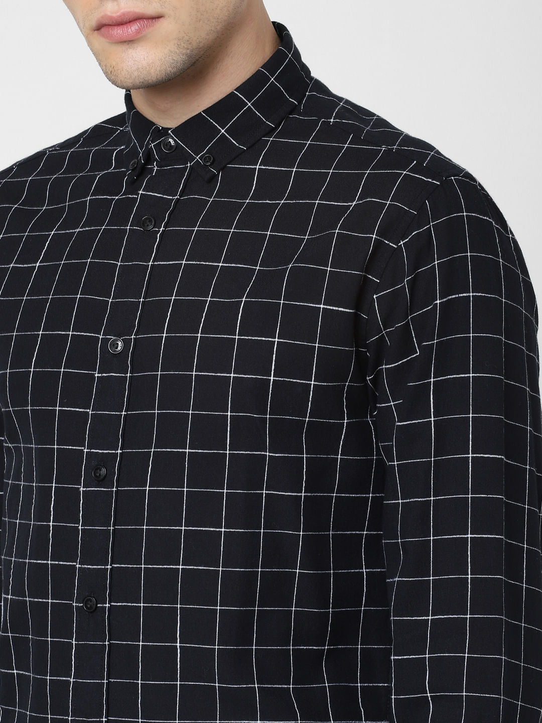 Black Check Print Full Sleeves Shirt