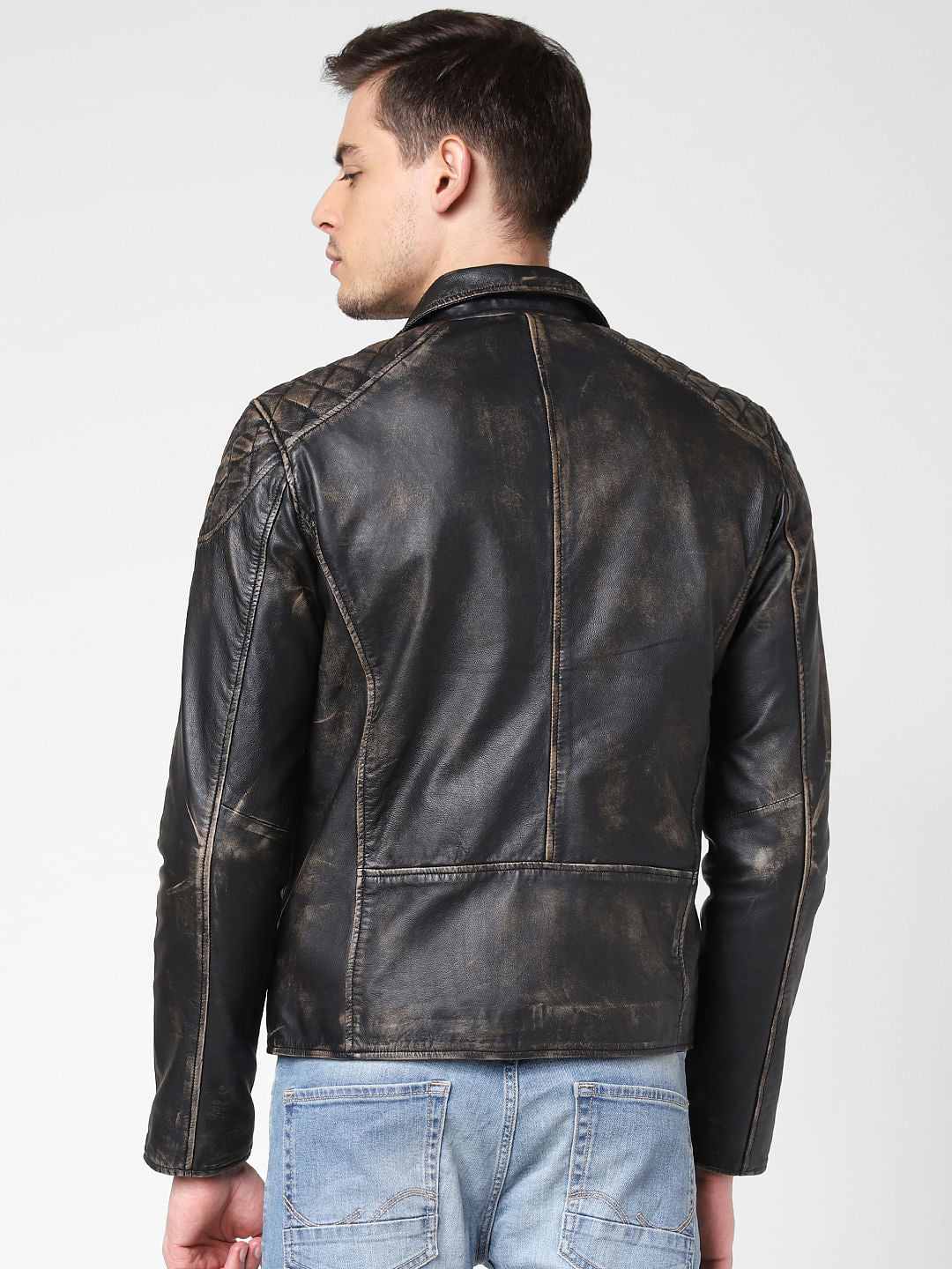 Black Washed Leather Jacket
