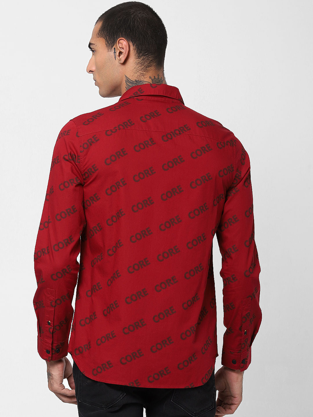 Red All Over Print Full Sleeves Shirt