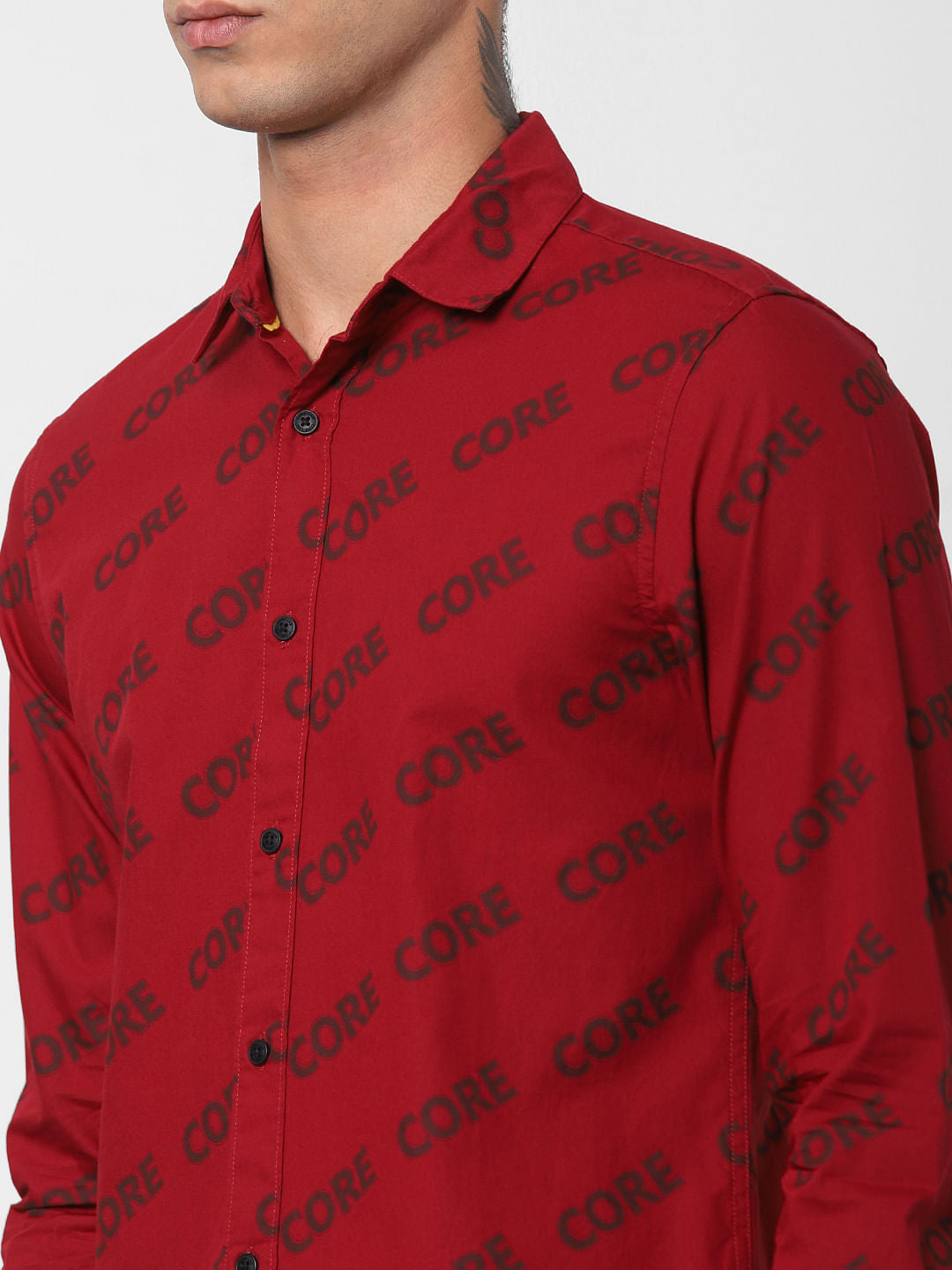 Red All Over Print Full Sleeves Shirt