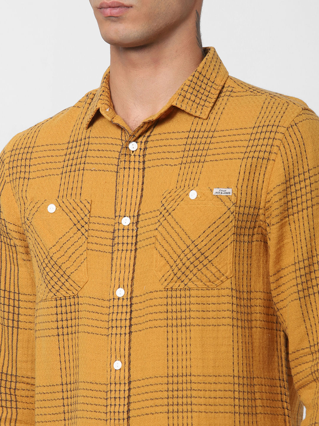 Mustard Printed Full Sleeves Shirt