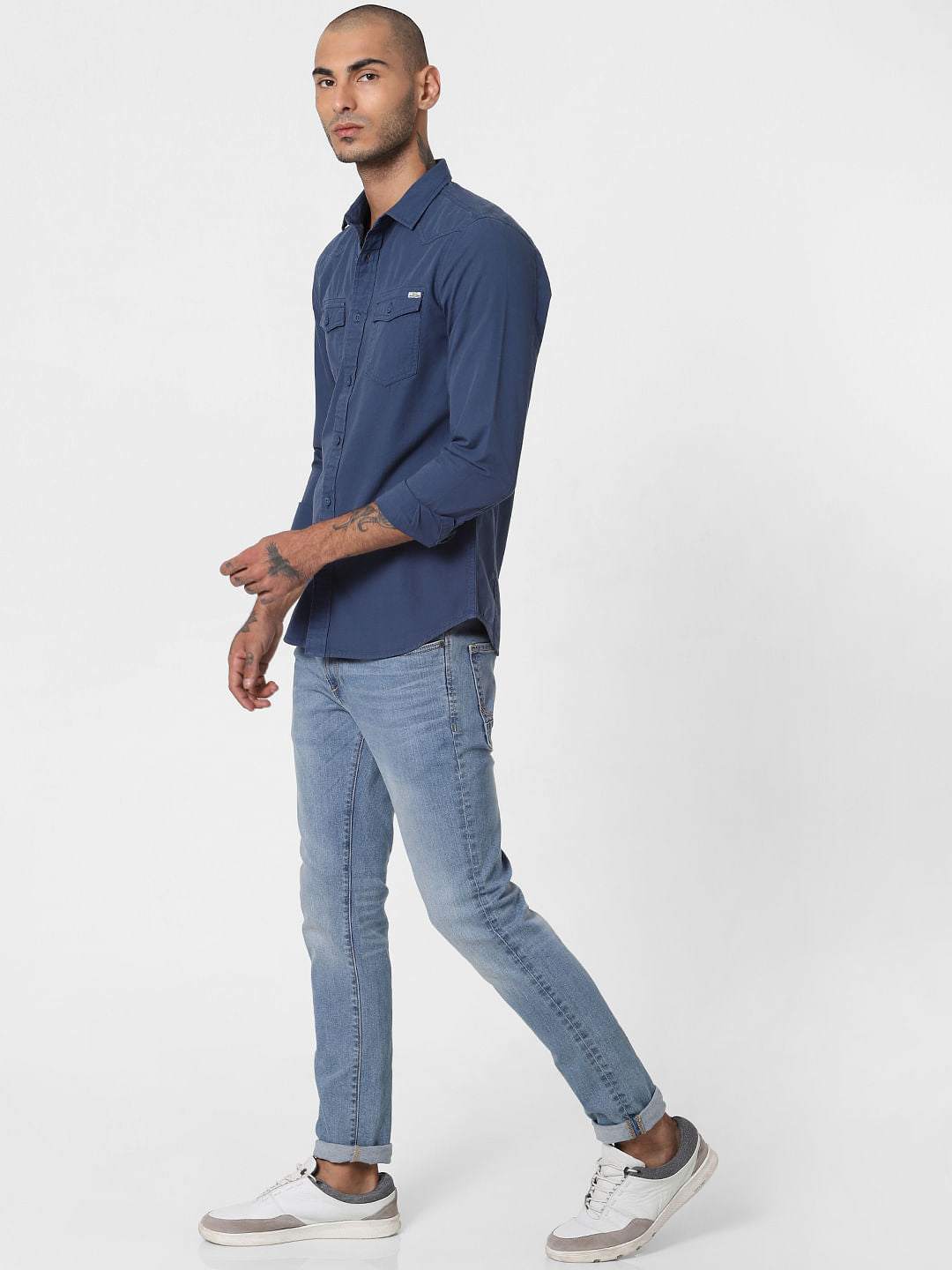 Blue Washed Full Sleeves Shirt