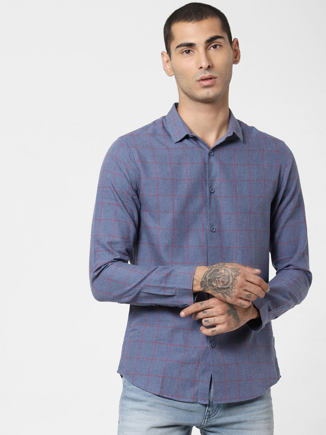 Blue Check Full Sleeves Shirt