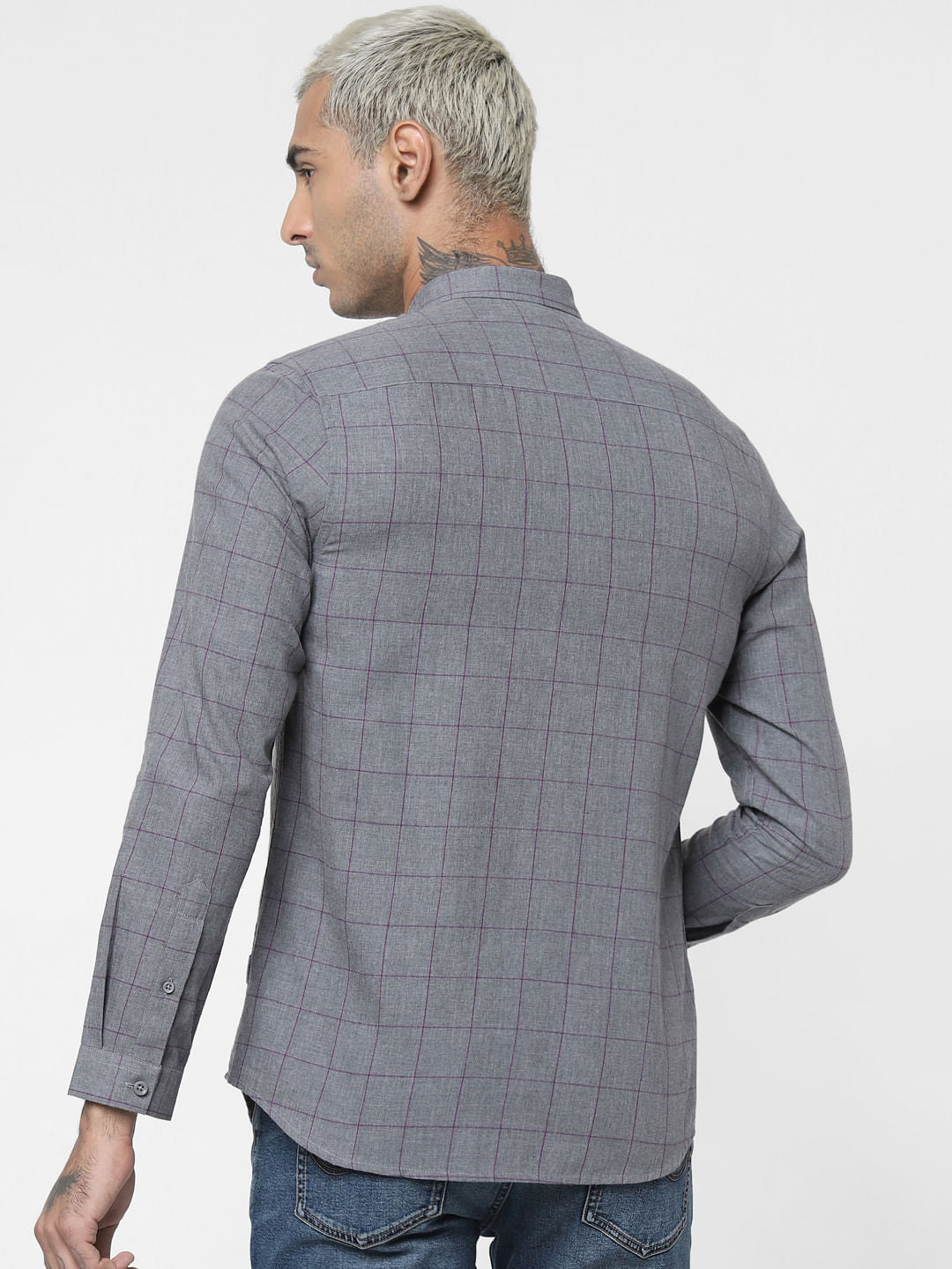 Grey Check Full Sleeves Shirt