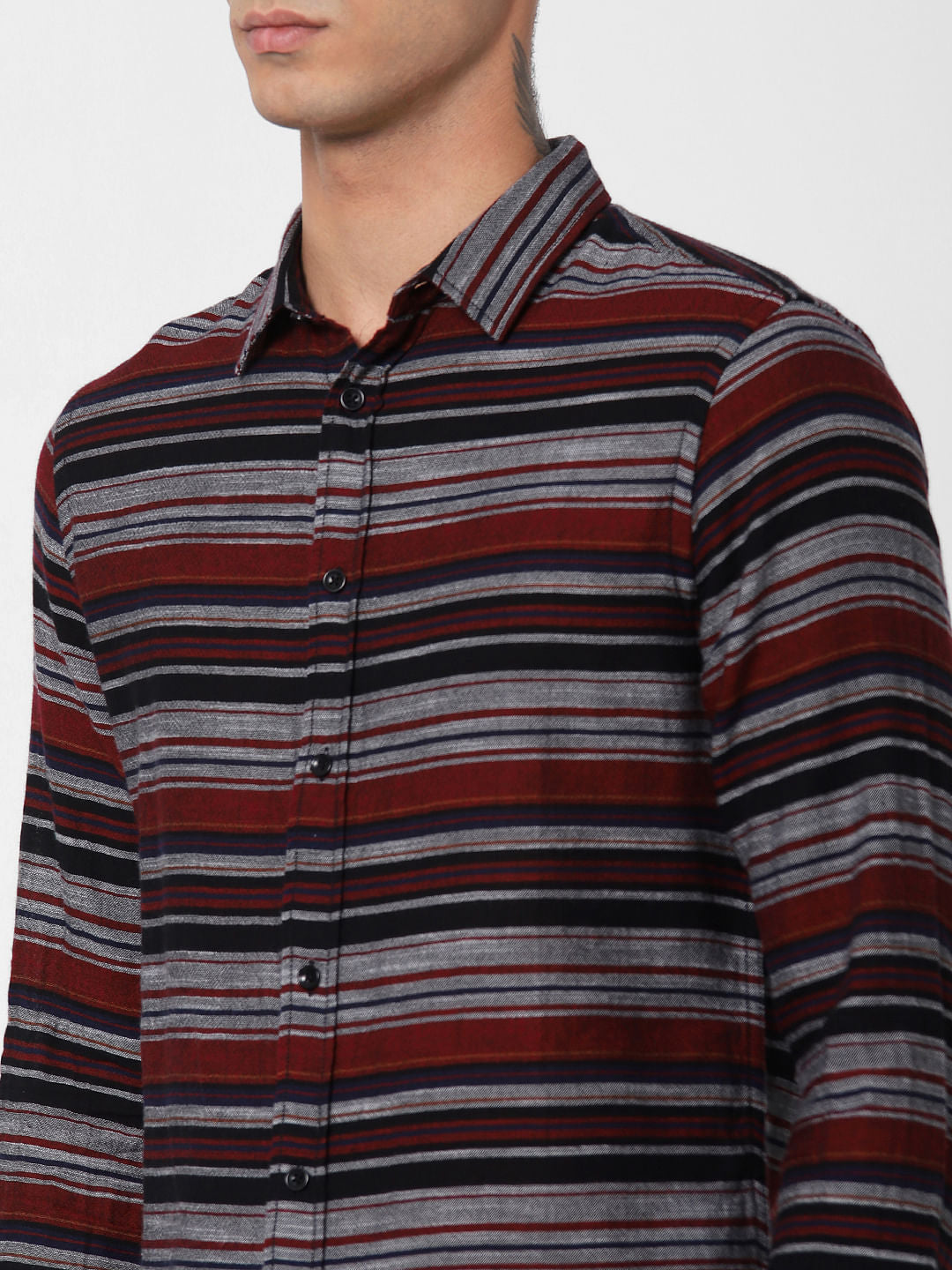Black Striped Full Sleeves Shirt