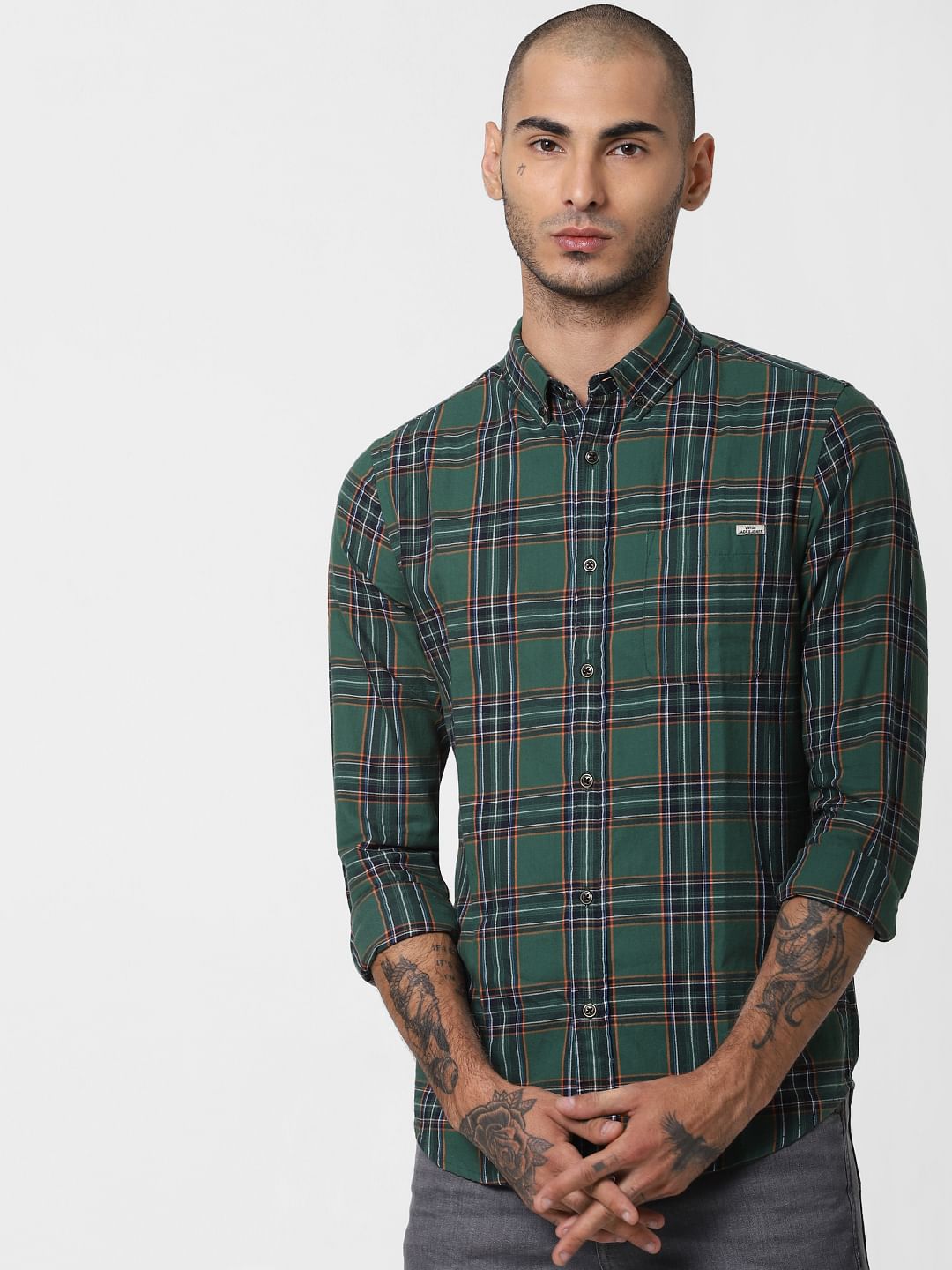 Green Check Full Sleeves Shirt