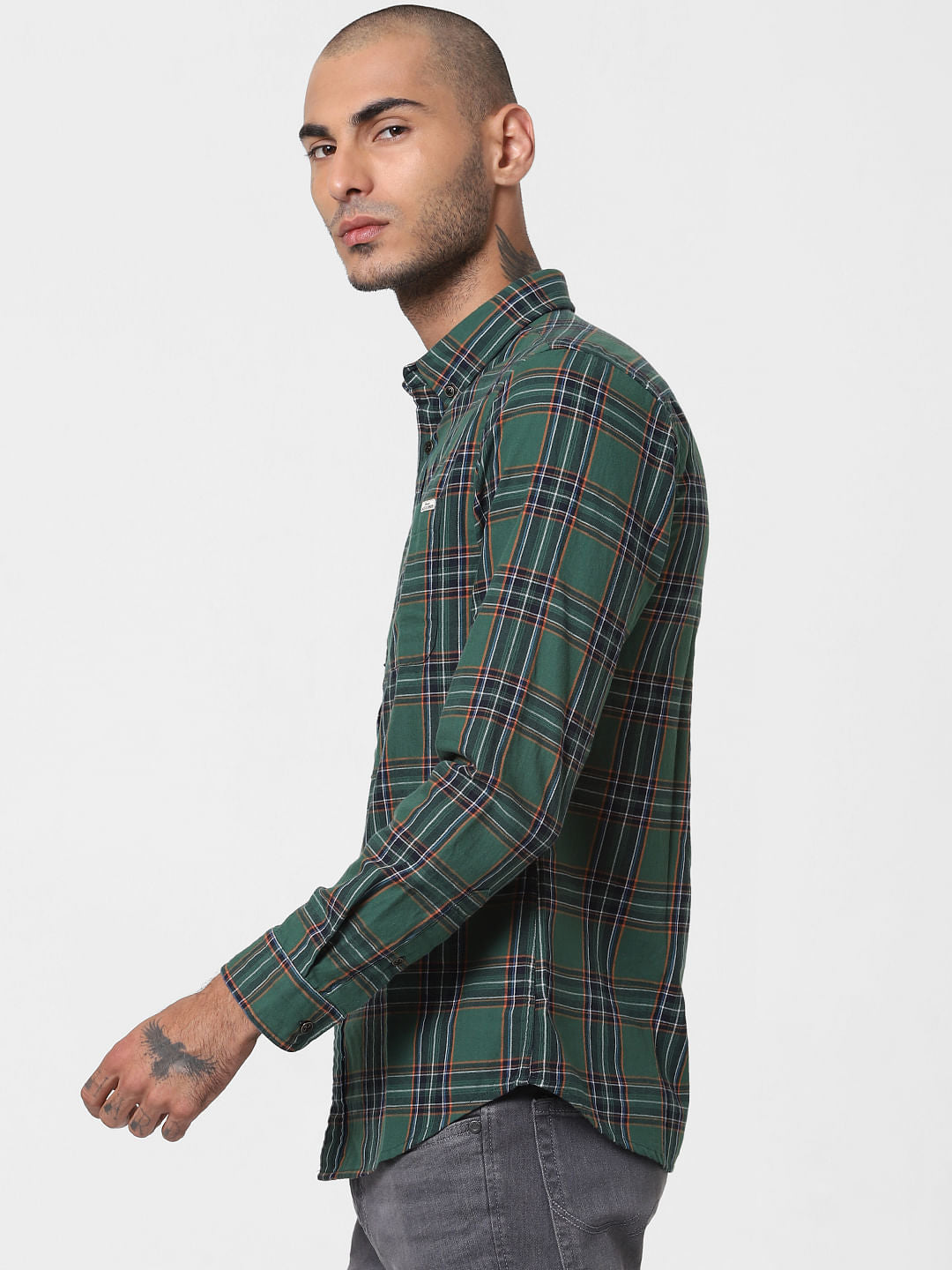Green Check Full Sleeves Shirt