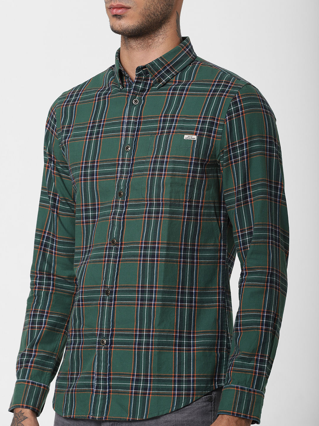 Green Check Full Sleeves Shirt
