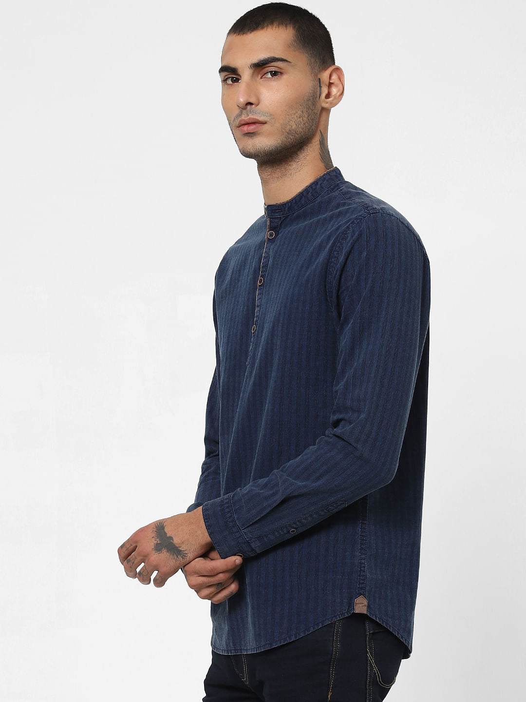 Blue Striped Full Sleeves Shirt