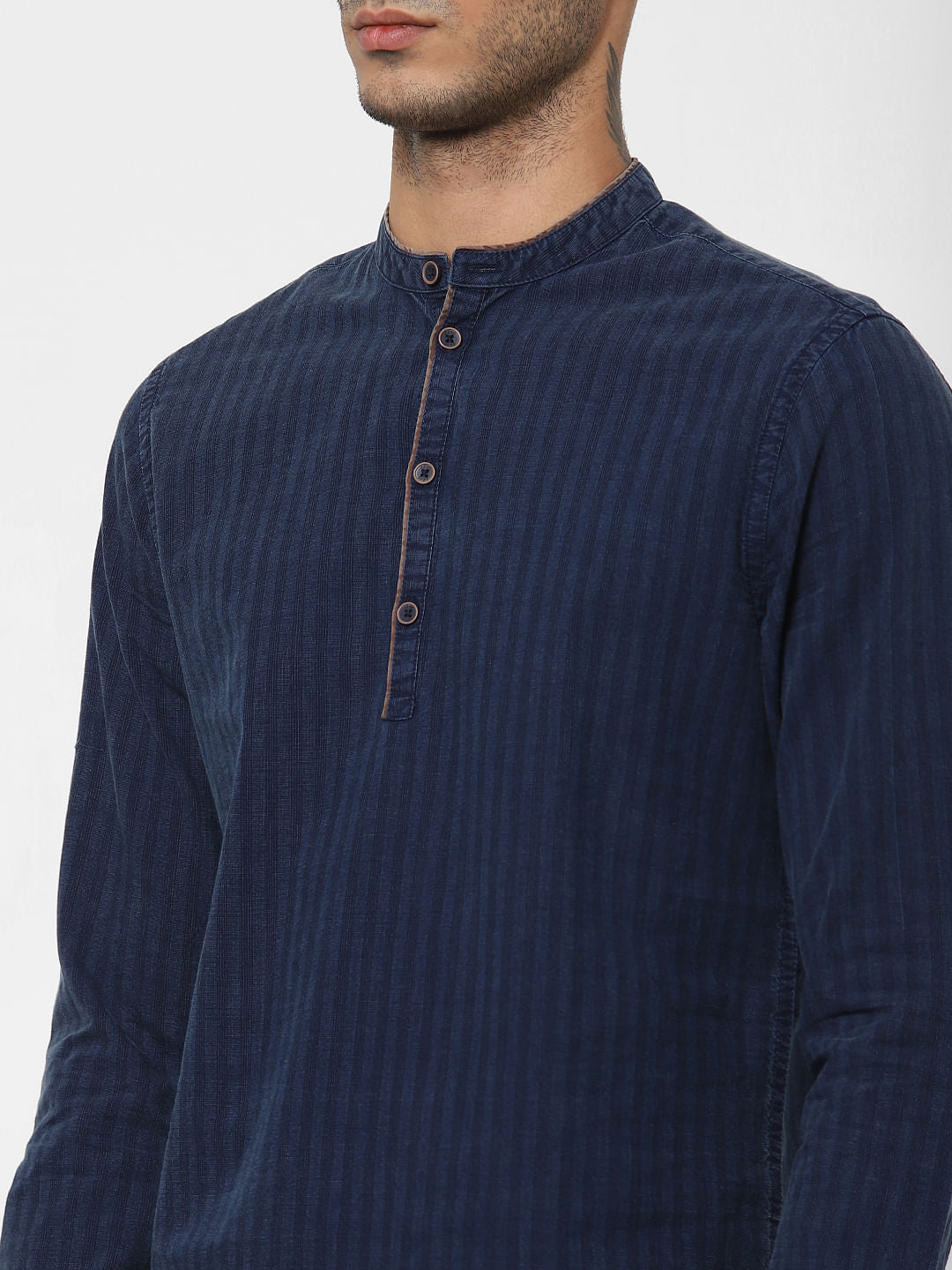 Blue Striped Full Sleeves Shirt
