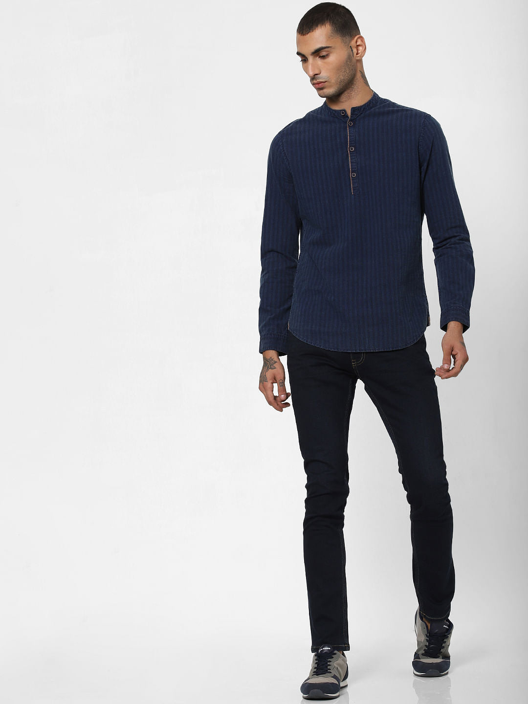 Blue Striped Full Sleeves Shirt