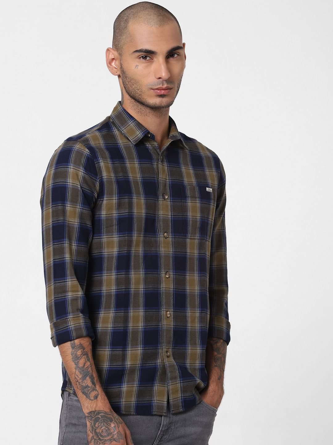 Blue Check Full Sleeves Shirt