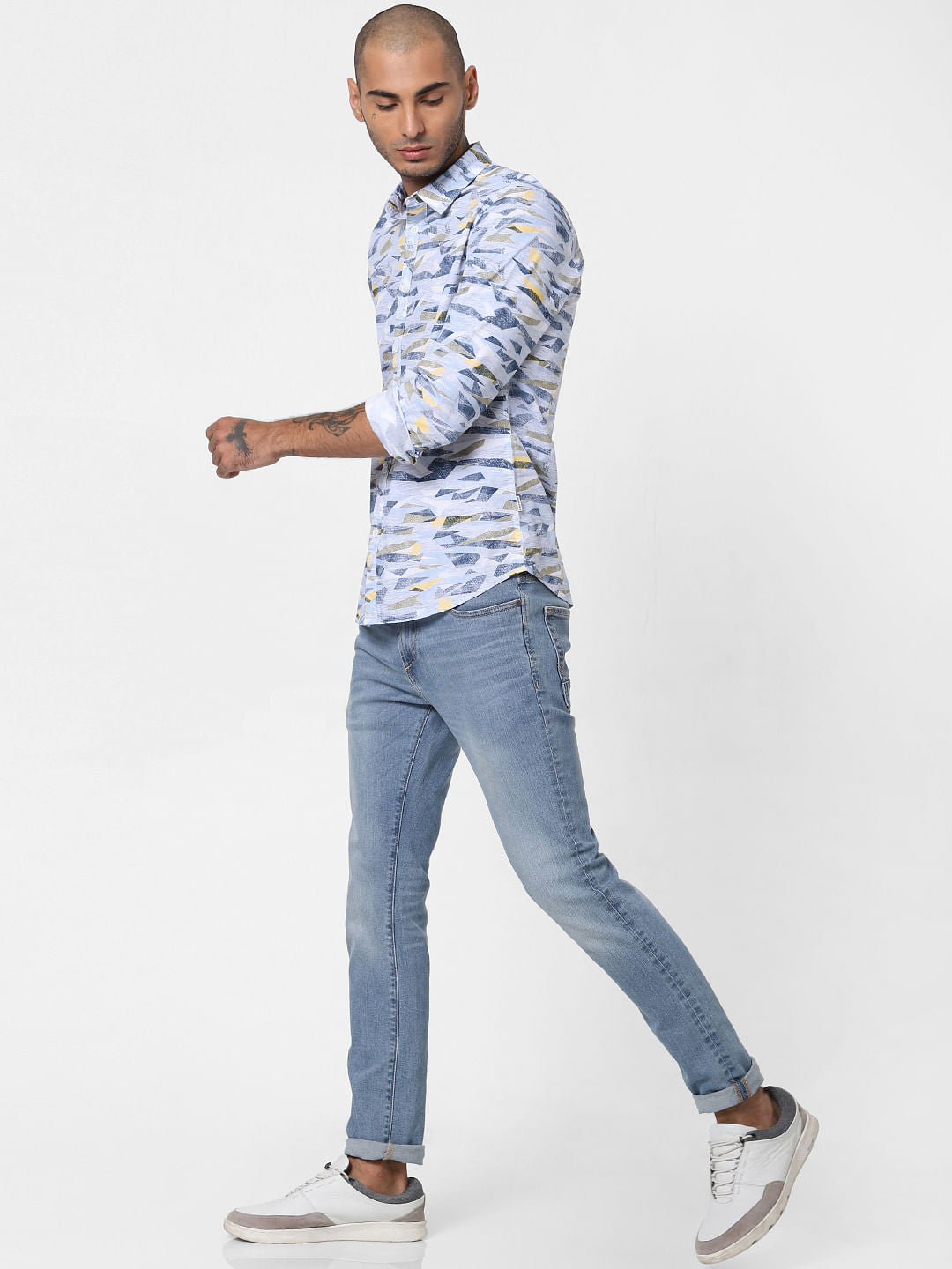 Blue All Over Print Full Sleeves Shirt