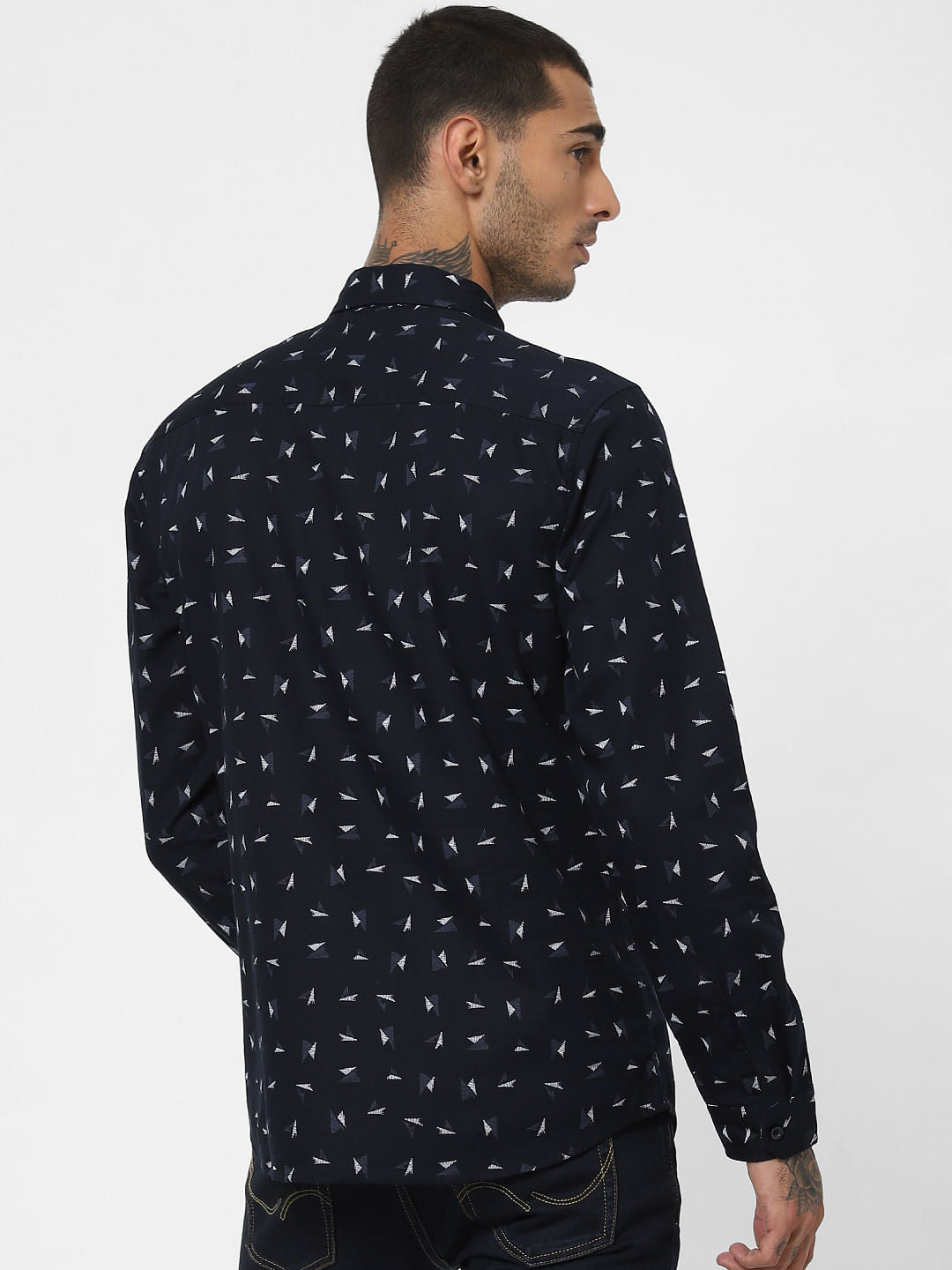 Navy Blue All Over Print Shirt
