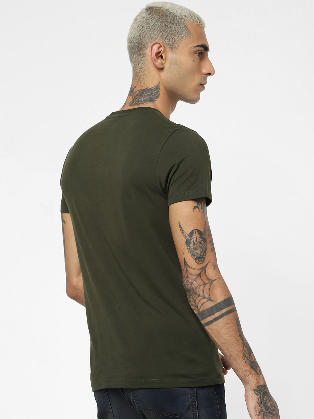 Green Typographic Print Crew Neck T-shirt