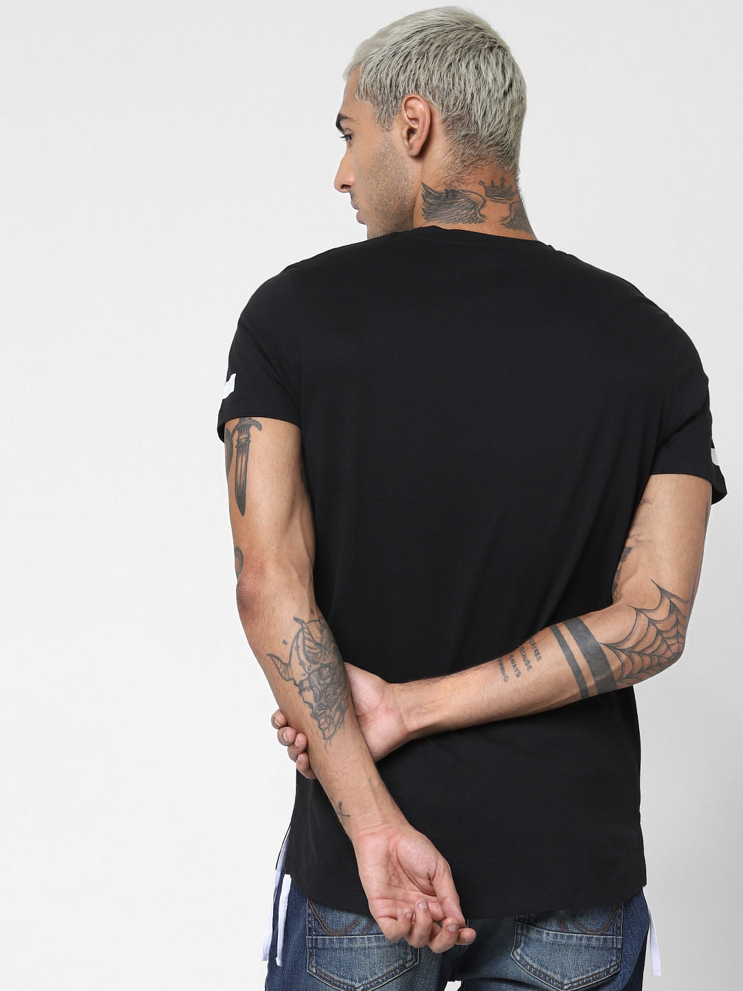 Black Tape Detail Crew Neck T-shirt