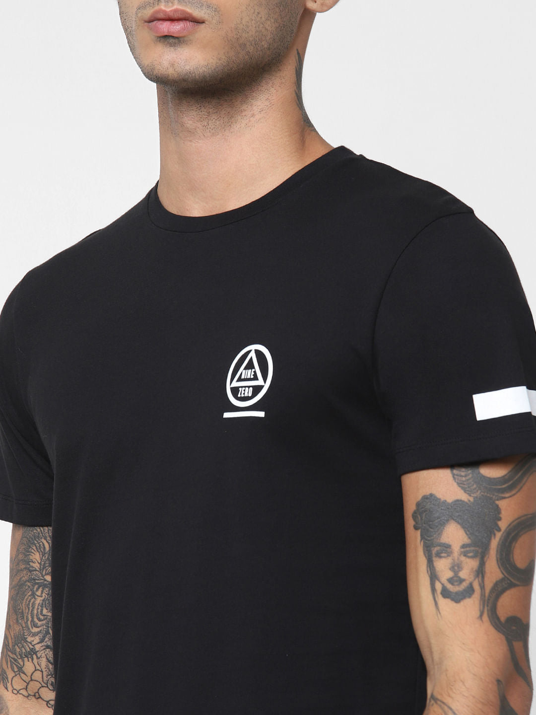 Black Tape Detail Crew Neck T-shirt