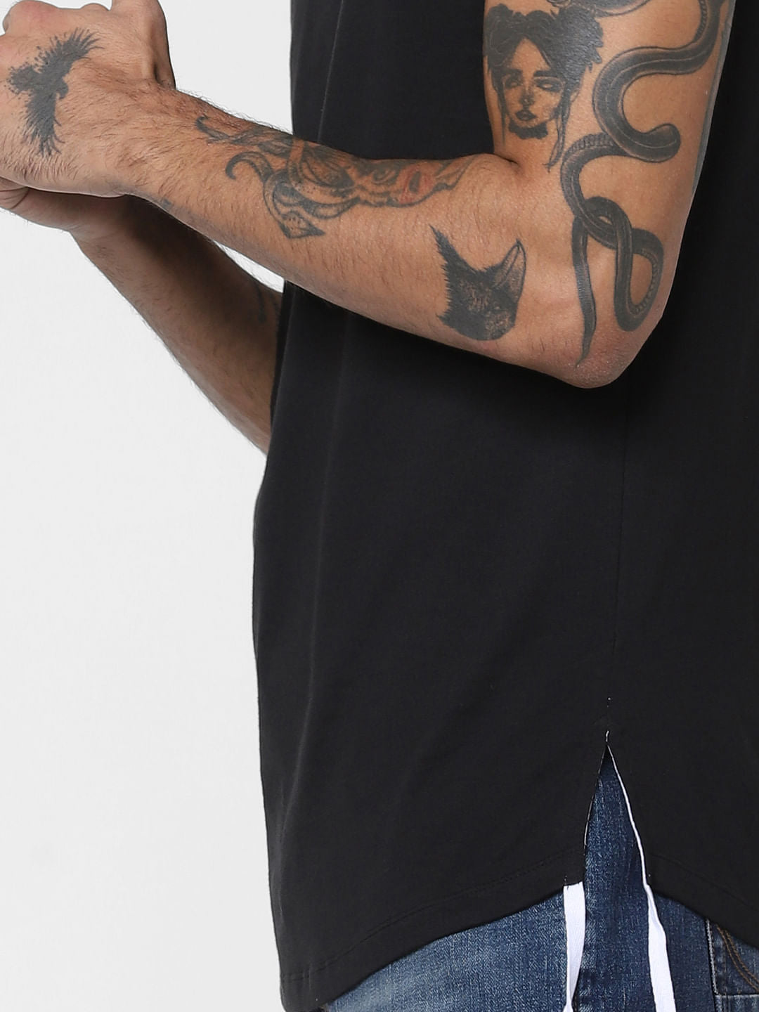Black Tape Detail Crew Neck T-shirt