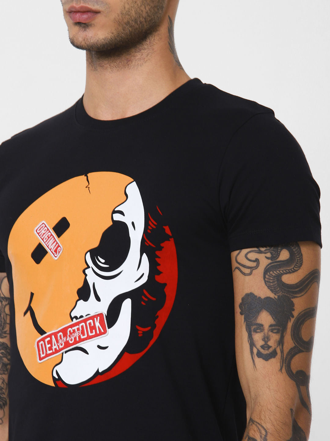 Black Graphic Print Crew Neck T-shirt