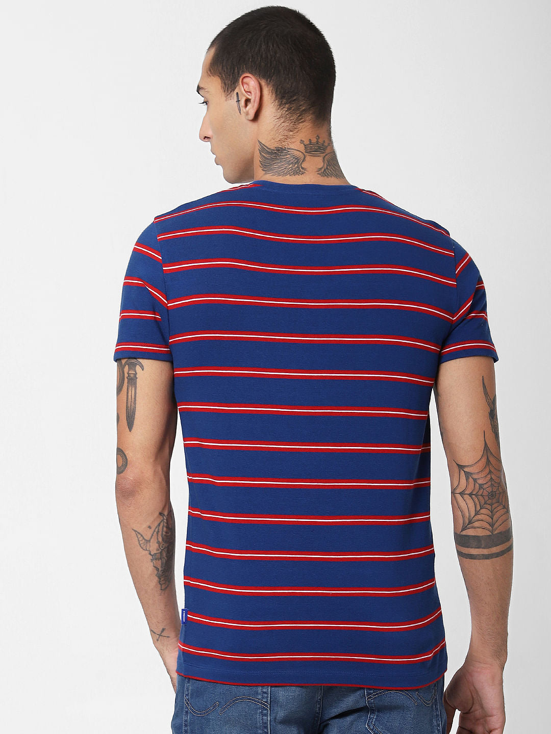 Blue Striped Crew Neck T-shirt
