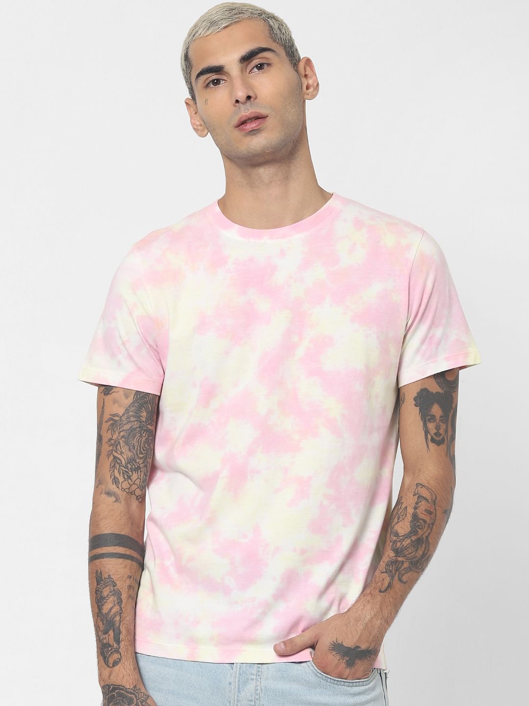 Yellow Tie Dye Crew Neck T-shirt