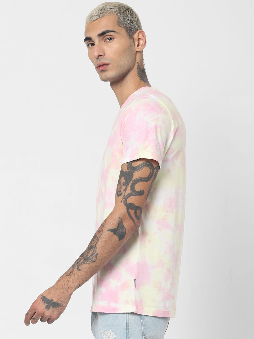 Yellow Tie Dye Crew Neck T-shirt