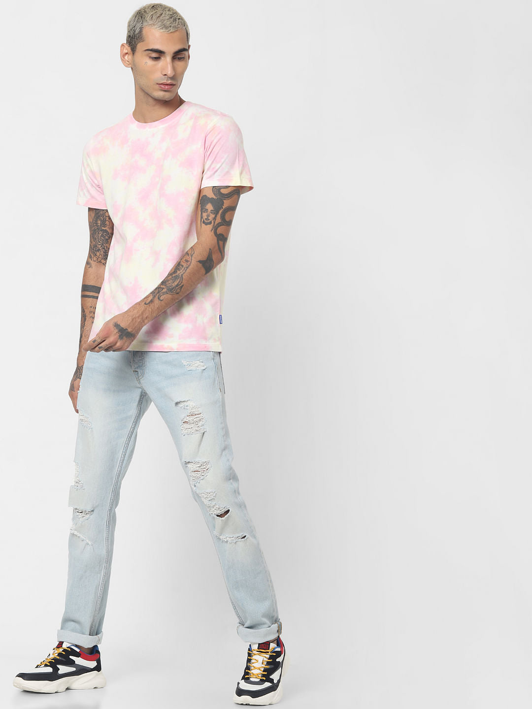 Yellow Tie Dye Crew Neck T-shirt