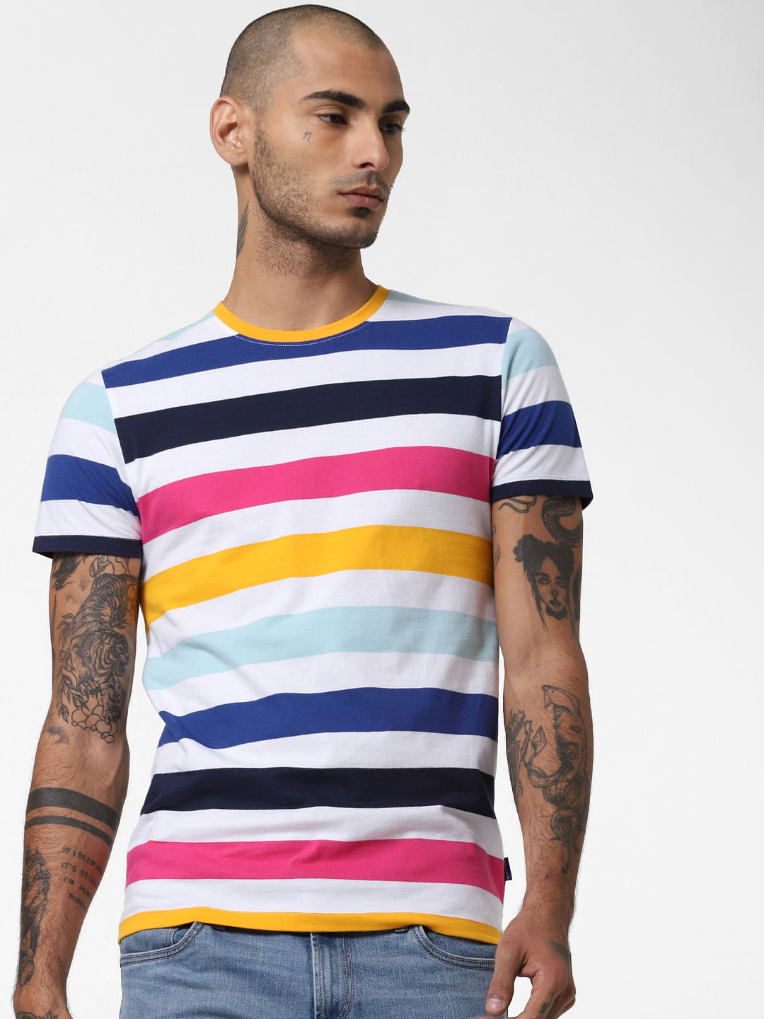 White Multi-Striped T-shirt