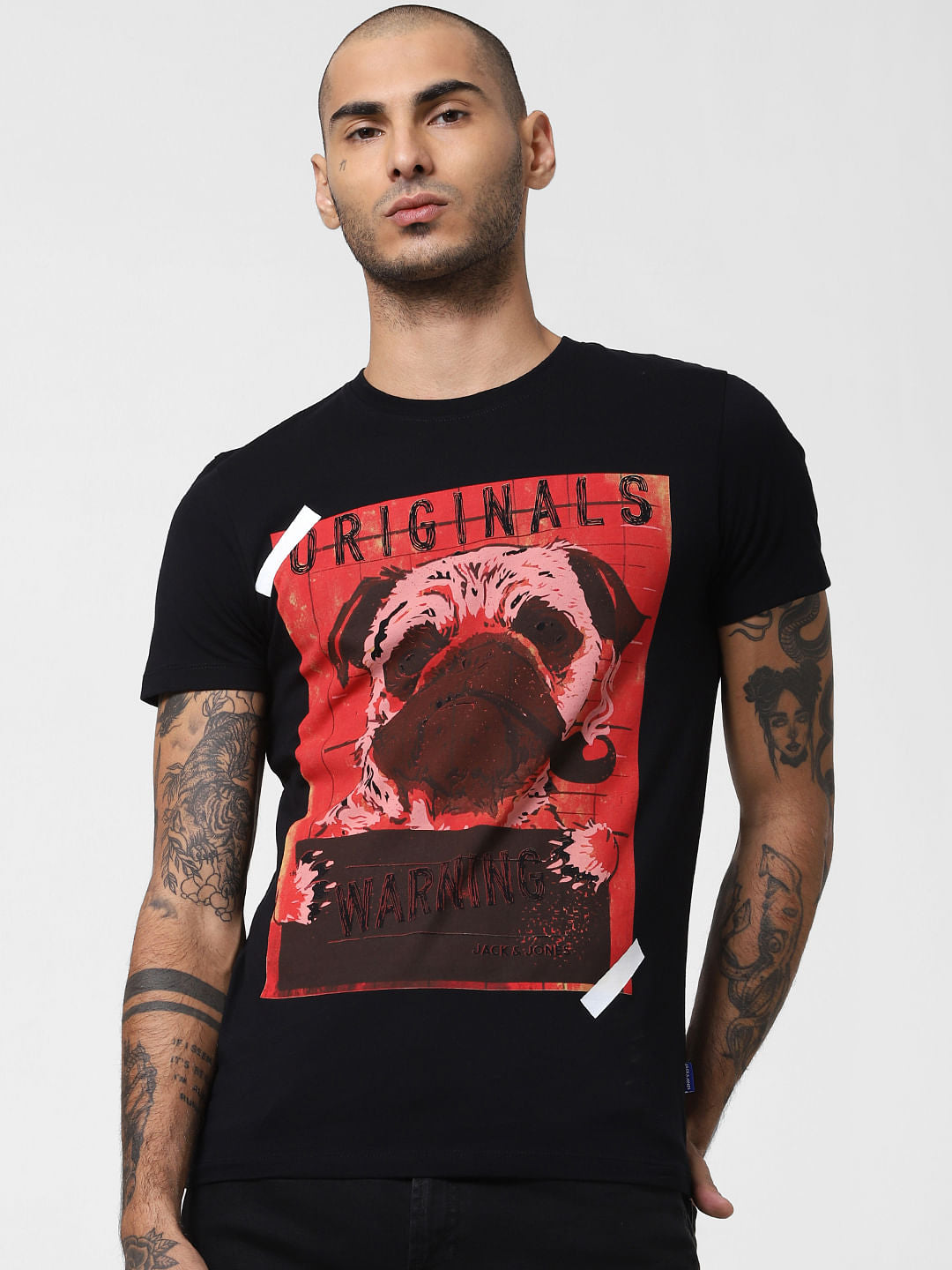 Black Graphic Print Crew Neck T-shirt