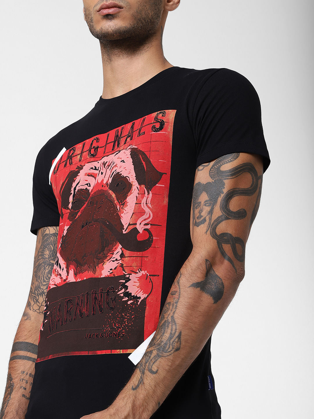 Black Graphic Print Crew Neck T-shirt