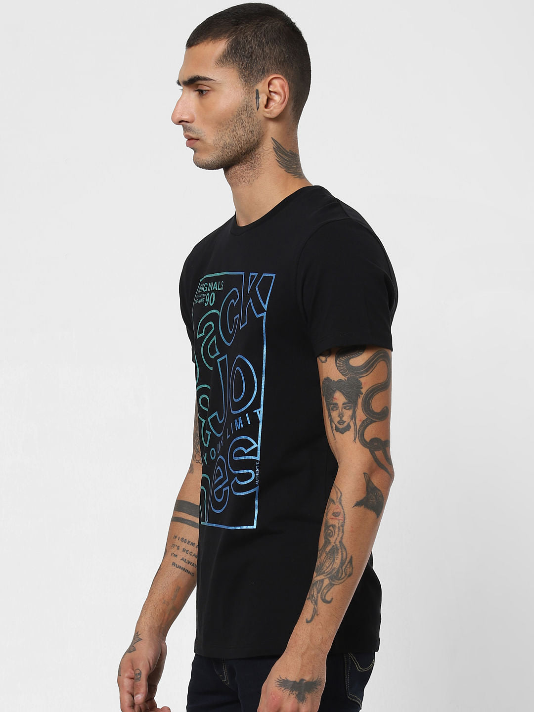 Black Logo Print Crew Neck T-shirt