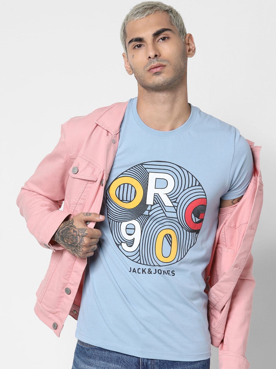 Blue Graphic Print Crew Neck T-shirt