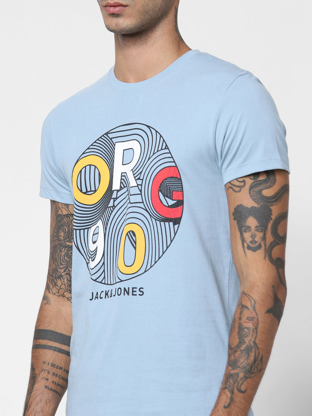Blue Graphic Print Crew Neck T-shirt