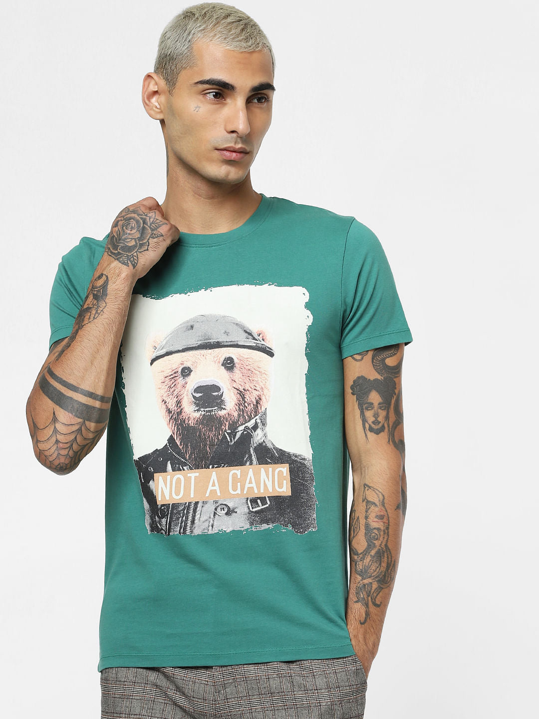 Green Graphic Print Crew Neck T-shirt
