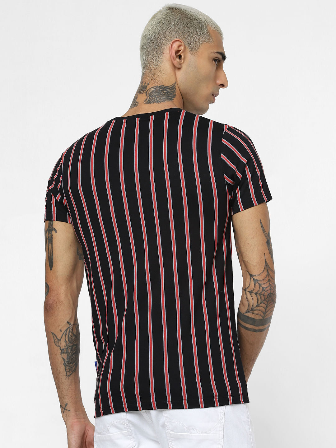 Black Striped Crew Neck T-shirt