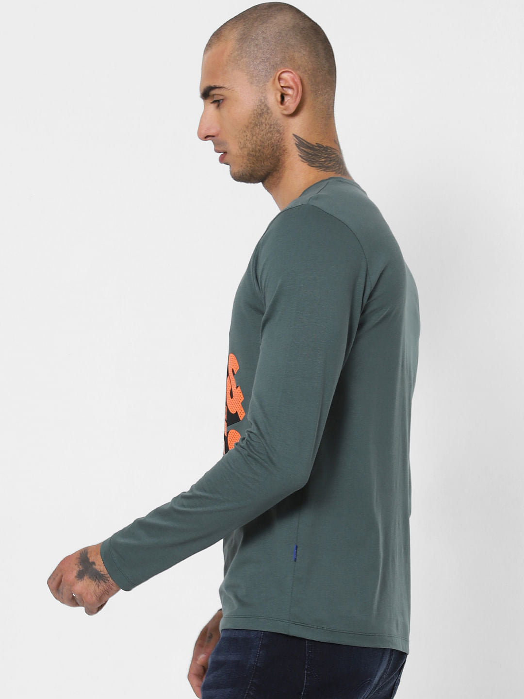 Green Logo Print Crew Neck T-shirt
