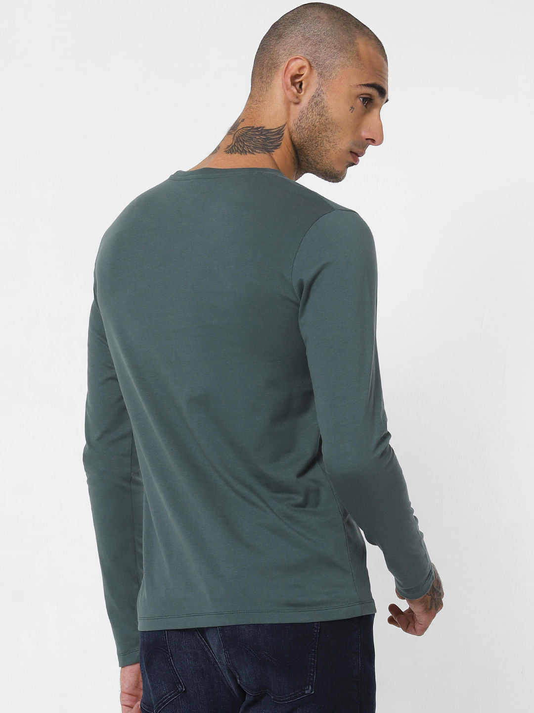 Green Logo Print Crew Neck T-shirt